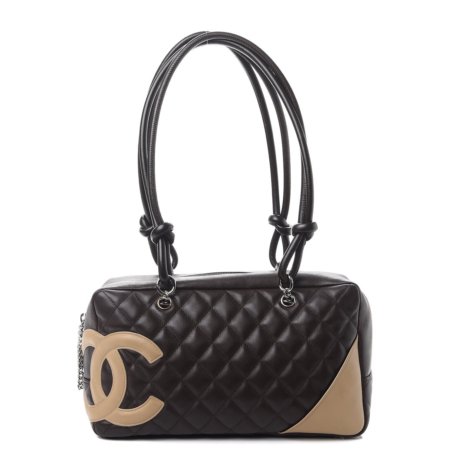 Chanel Calfskin Quilted Cambon Large Bowler Brown Beige 1 of 13