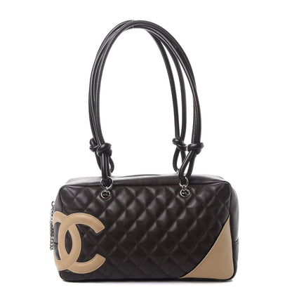 Chanel Calfskin Quilted Cambon Large Bowler Brown Beige 1 of 13