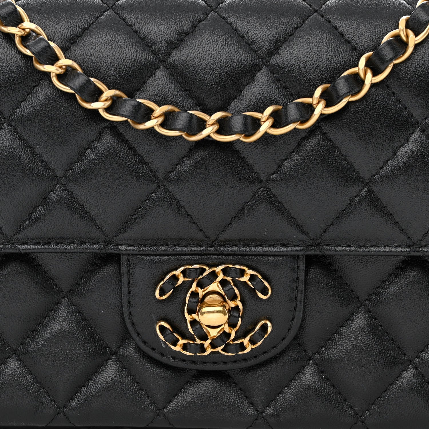 Chanel Lambskin Quilted Small Strass On Top Flap Bag Black 8 of 12