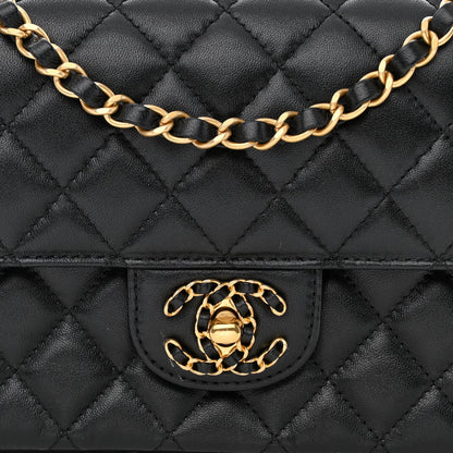Chanel Lambskin Quilted Small Strass On Top Flap Bag Black 8 of 12