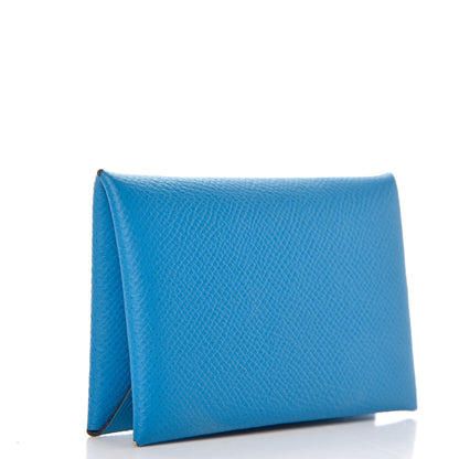 Hermes Epsom Calvi Card Case Bleu Zanzibar 3 of 7