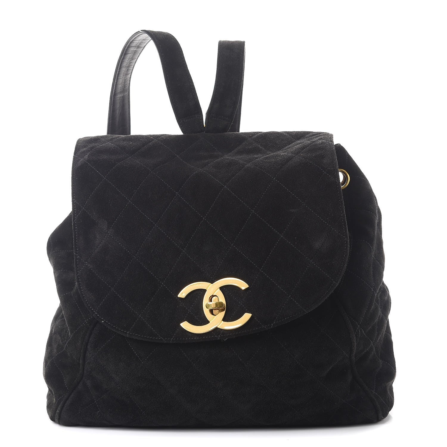 Chanel Suede Quilted Drawstring Backpack Black 1 of 12