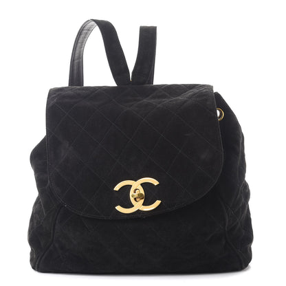 Chanel Suede Quilted Drawstring Backpack Black 1 of 12