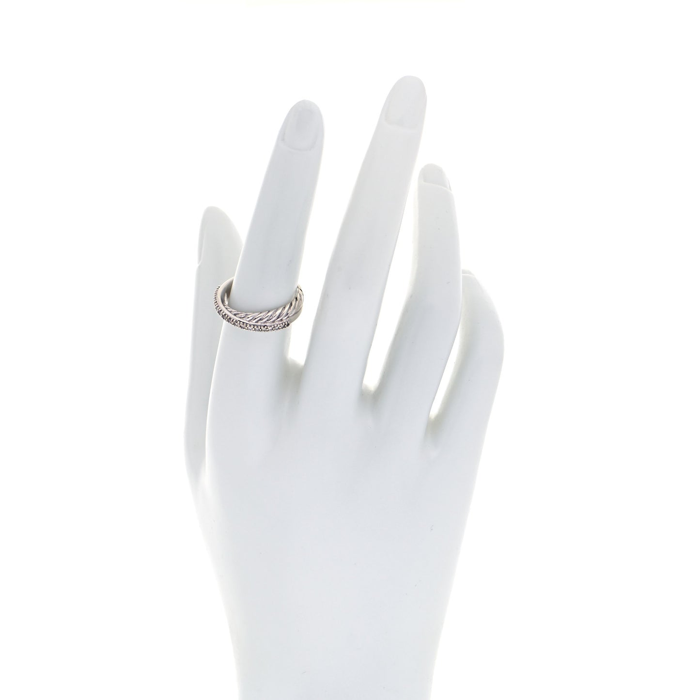 Sterling Silver Diamond 5mm Crossover Ring 55 7.25
