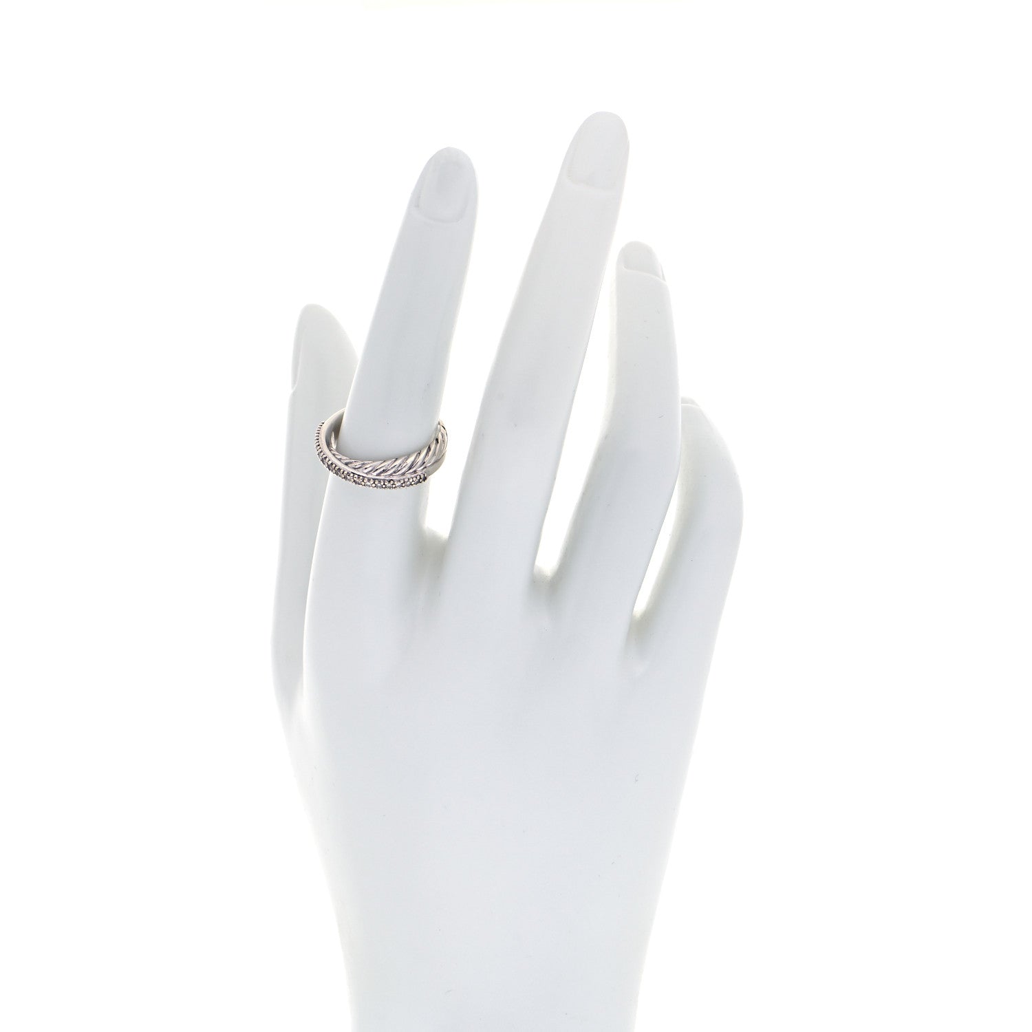 David Yurman Sterling Silver Diamond 5mm Crossover Ring 55 7.25 2 of 5