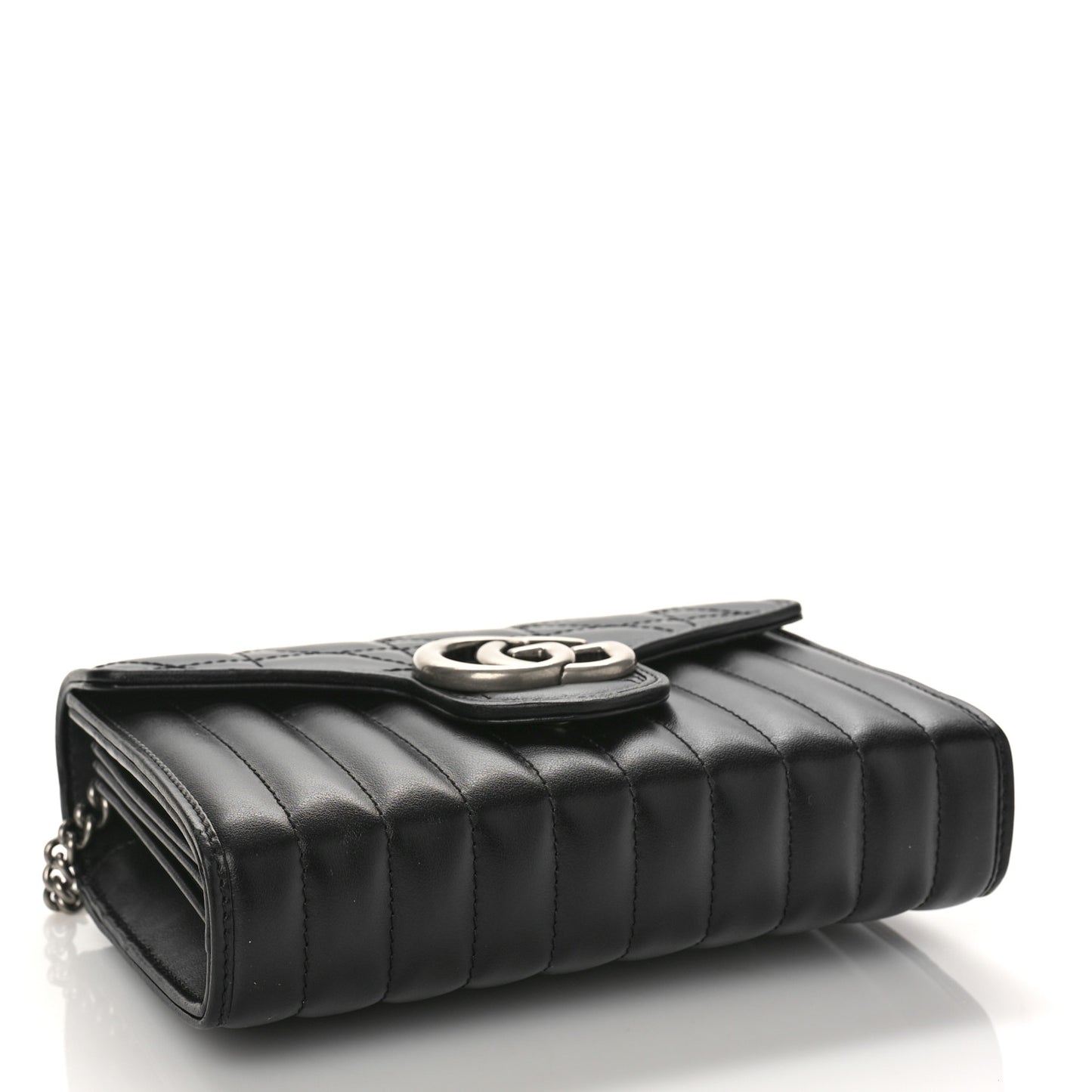Calfskin Matelasse Aria GG Marmont Chain Wallet Black