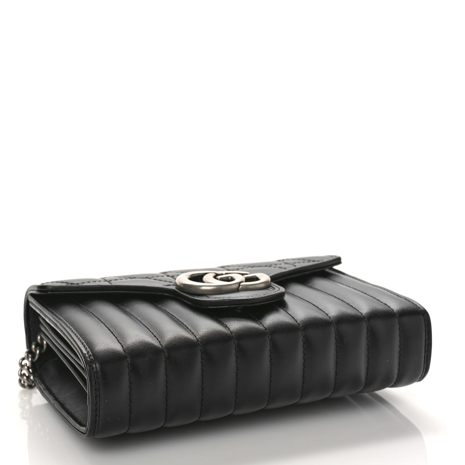 Gucci Calfskin Matelasse Aria GG Marmont Chain Wallet Black 5 of 8