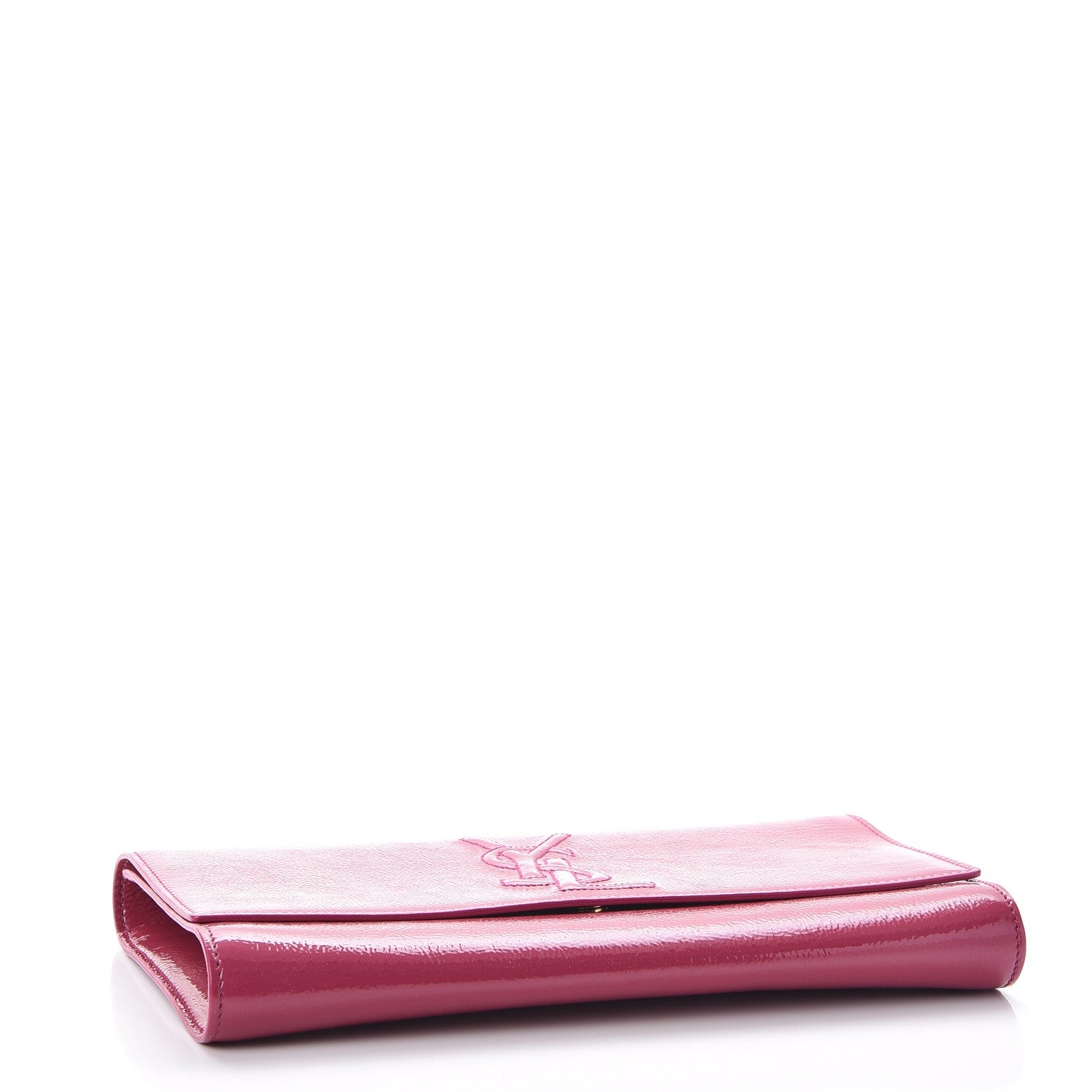 Saint Laurent Textured Patent Monogram Large Belle De Jour Clutch Fuchsia 4 of 7