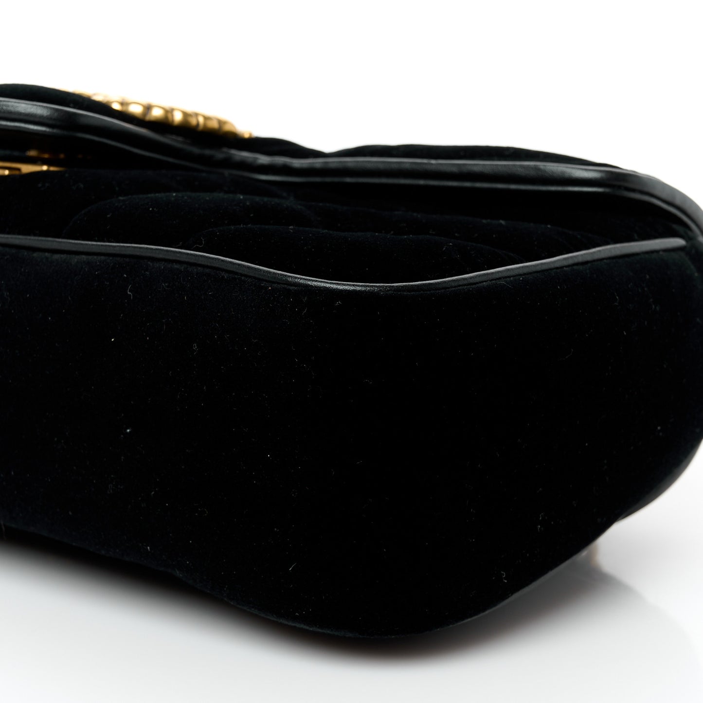 Velvet Matelasse Double G Studs Small Torchon GG Marmont Shoulder Bag Black