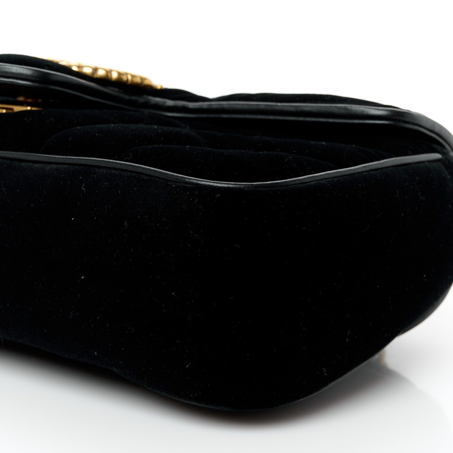 Gucci Velvet Matelasse Double G Studs Small Torchon GG Marmont Shoulder Bag Black 10 of 10