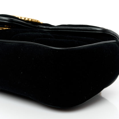 Gucci Velvet Matelasse Double G Studs Small Torchon GG Marmont Shoulder Bag Black 10 of 10
