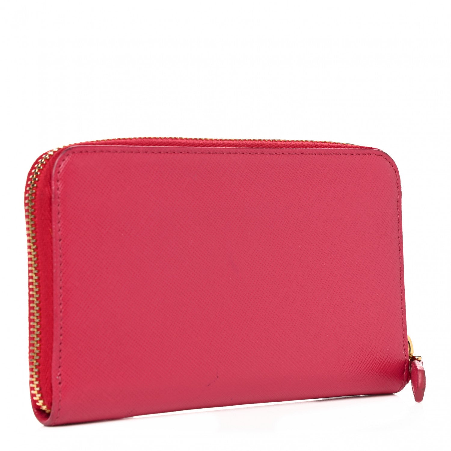 Prada Saffiano Metal Zip Around Wallet Peonia 2 of 12