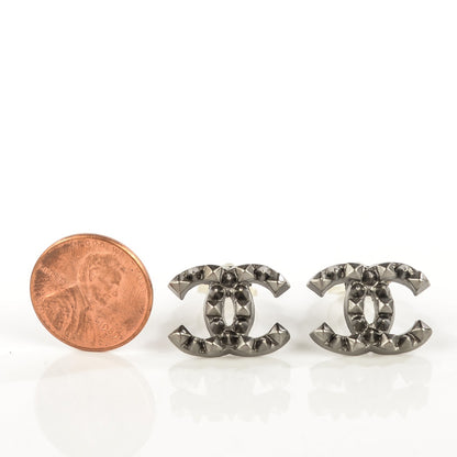 Chanel Ruthenium CC Spike Clip On Earrings 2 of 6