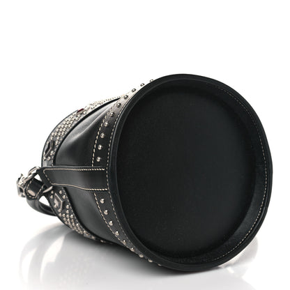 Saint Laurent Smooth Calfskin Studded Small Bahia Drawstring Bucket Bag Black Multicolor 4 of 9