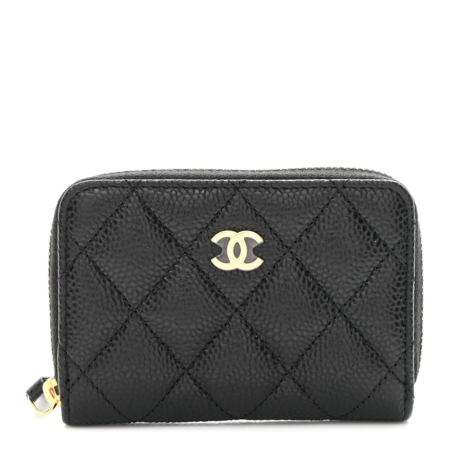 Caviar Quilted Zip Coin Purse Black