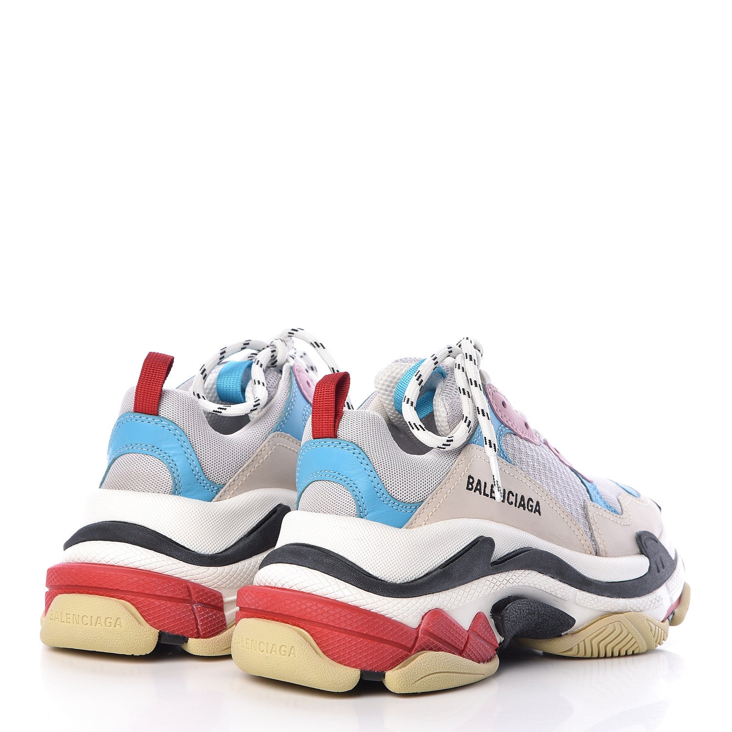 Balenciaga Fabric Mesh Womens Triple S Sneakers 36 White Blue Pink 4 of 10
