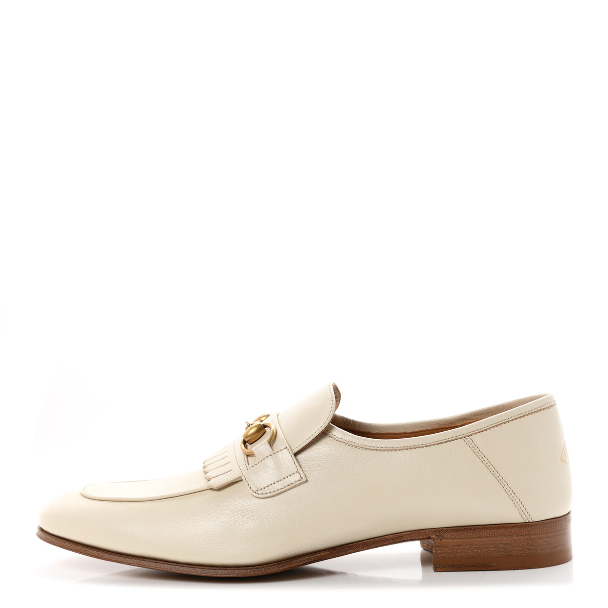 Gucci Calfskin Horsebit Fringe Mens Jordaan Loafers 10.5 Ivory 1 of 9