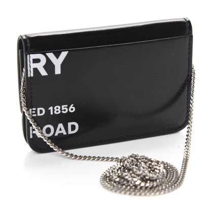 Burberry Coated Canvas Horseferry Print Mini Jody Chain Card Case Black 3 of 10