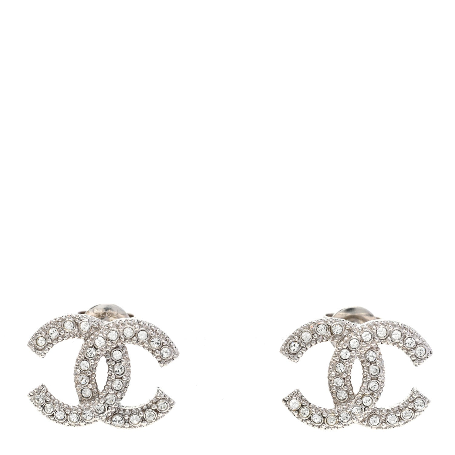 Chanel Crystal CC Earrings Silver 1 of 4