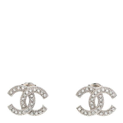Chanel Crystal CC Earrings Silver 1 of 4