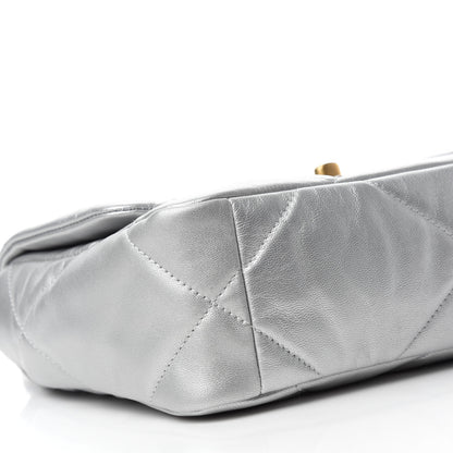 Chanel Metallic Lambskin Quilted Medium Chanel 19 Flap Silver 6 of 10