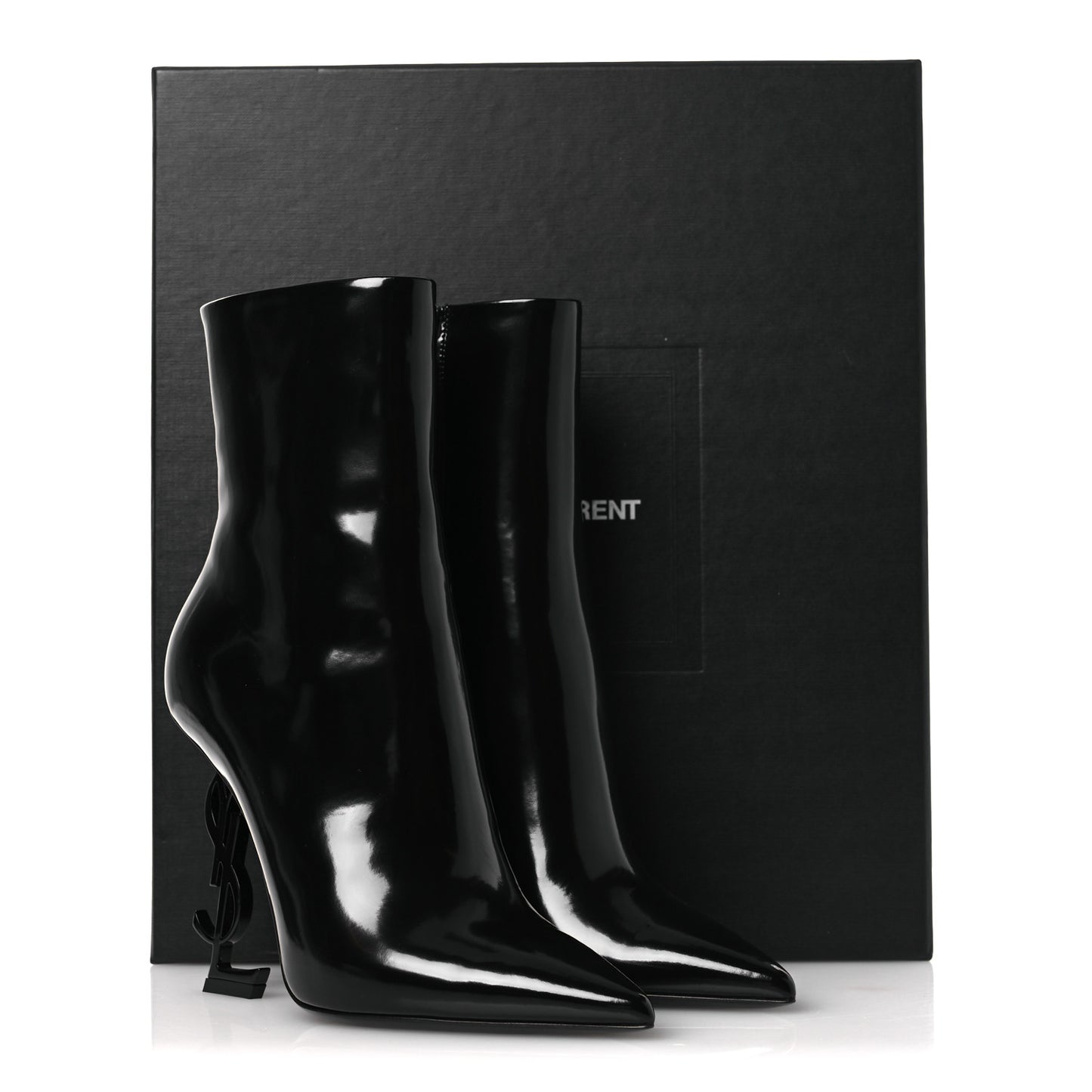 Glazed Calfskin Opyum Ankle Boots 37 Black