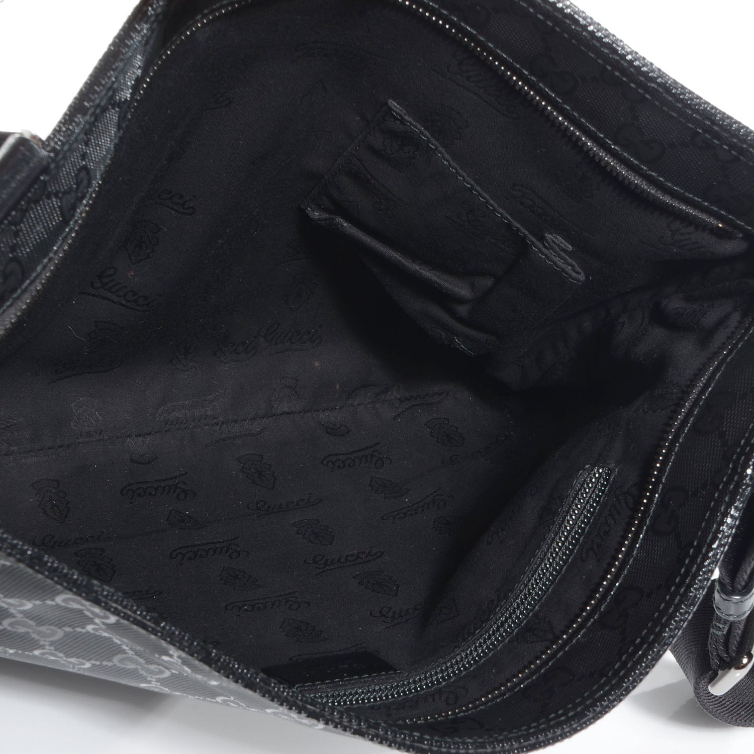 Gucci Imprime Monogram Medium Flat Messenger Bag Black 5 of 7