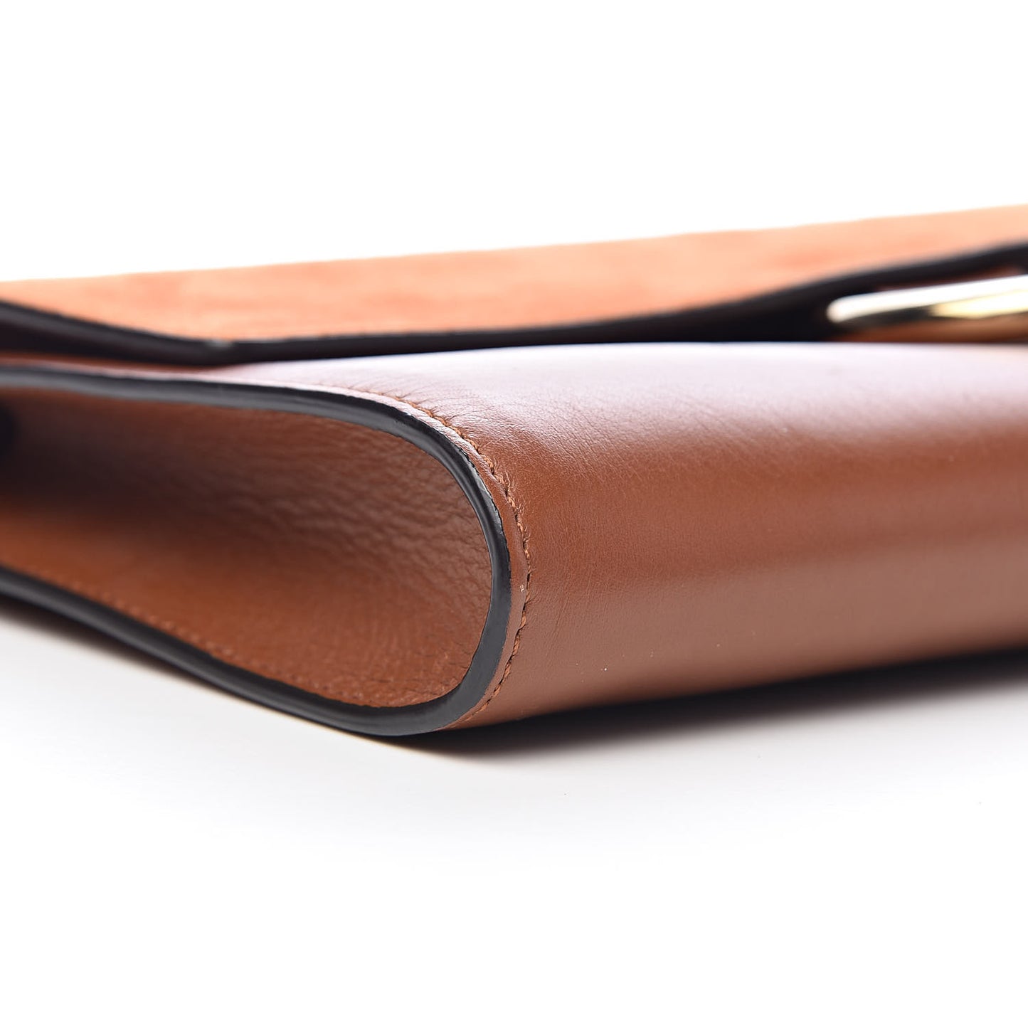 Suede Calfskin Faye Clutch Tobacco