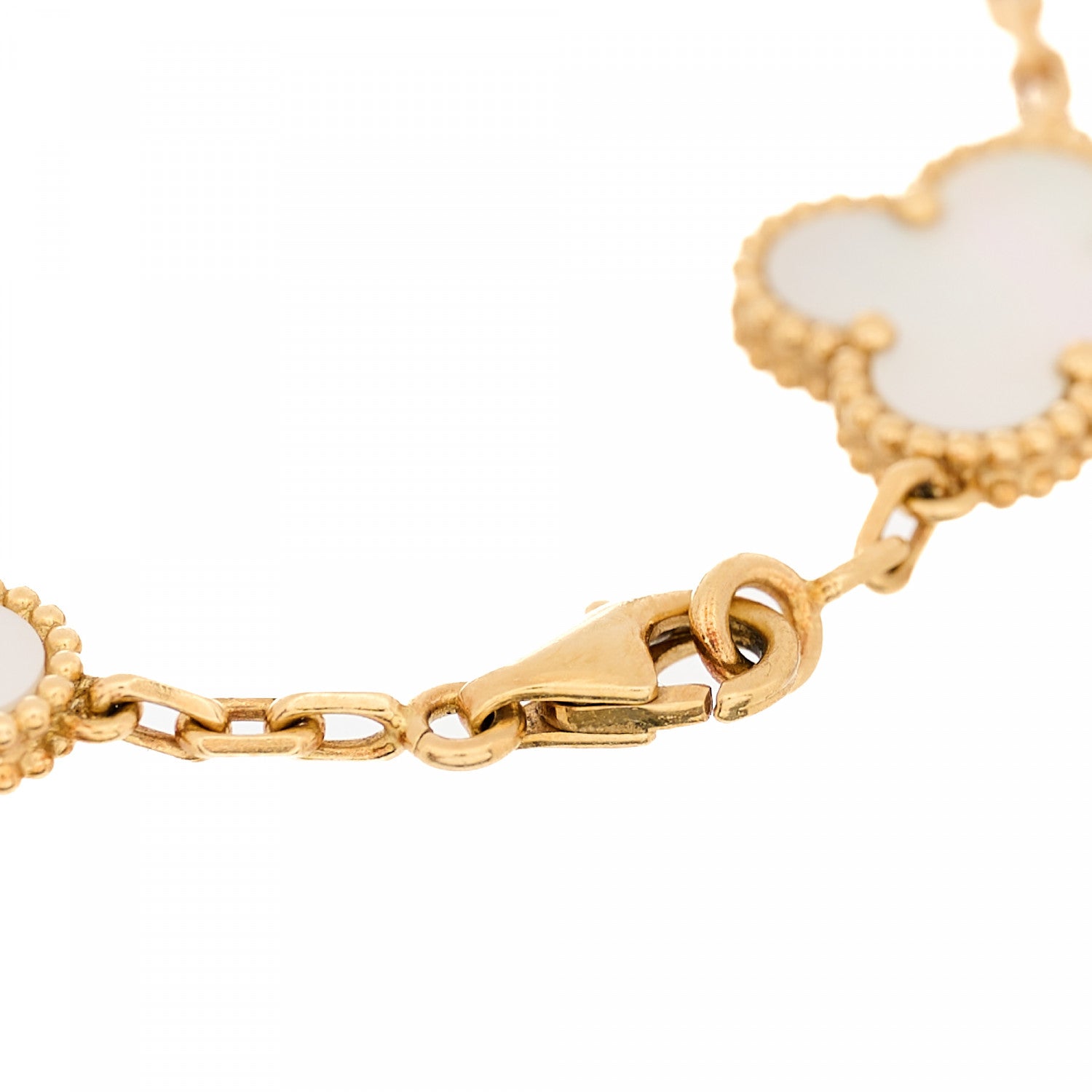 Van Cleef & Arpels 18K Yellow Gold Mother of Pearl 5 Motifs Vintage Alhambra Bracelet 5 of 6