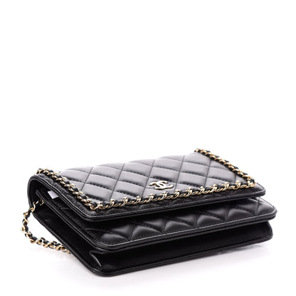 Chanel Lambskin Quilted Chain Around Wallet On Chain WOC Black 4 of 11