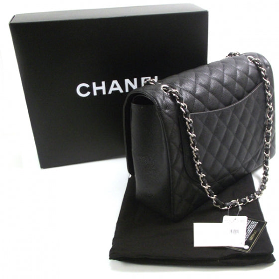 Caviar Quilted Maxi Double Flap Black
