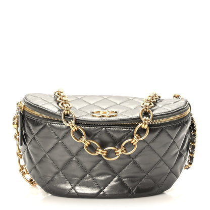 Chanel Metallic Calfskin Pearl Quilted CC Belt Bag Ruthenium 1 of 10