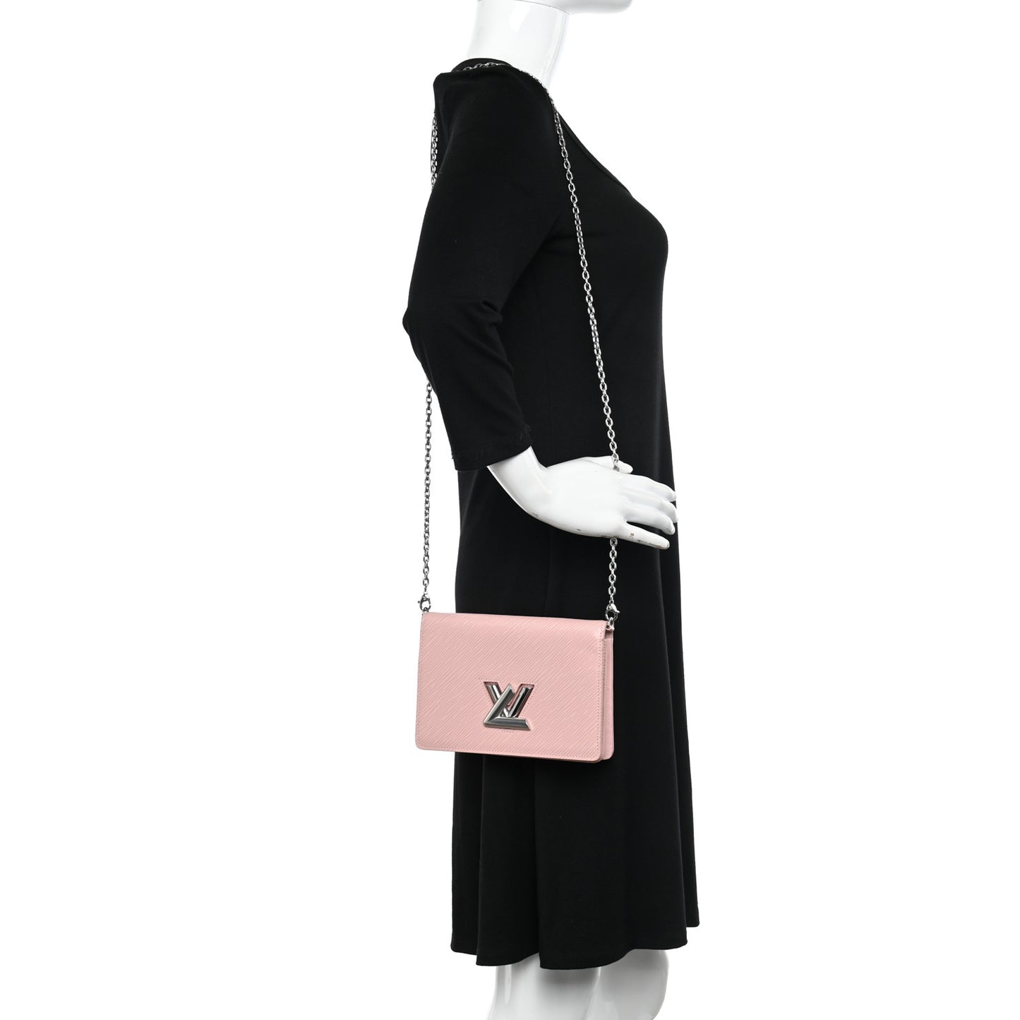 Epi Twist Belt Chain Wallet Rose Ballerine
