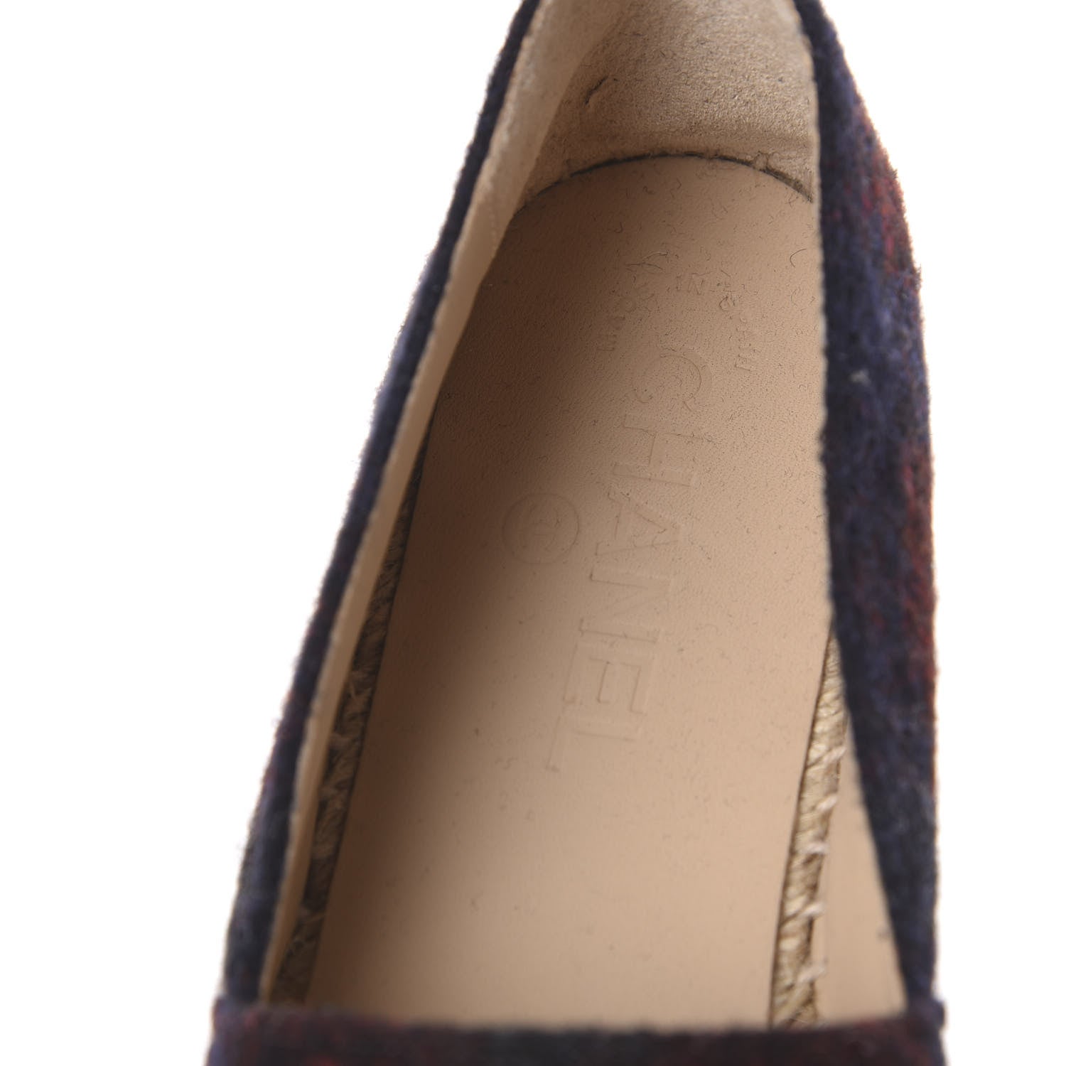 Chanel Plaid Wool CC Espadrilles 39 Navy Dark Red 6 of 13