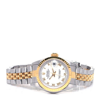 Rolex Stainless Steel 18K Yellow Gold 26mm Oyster Perpetual Datejust Watch White Roman 69173 2 of 6