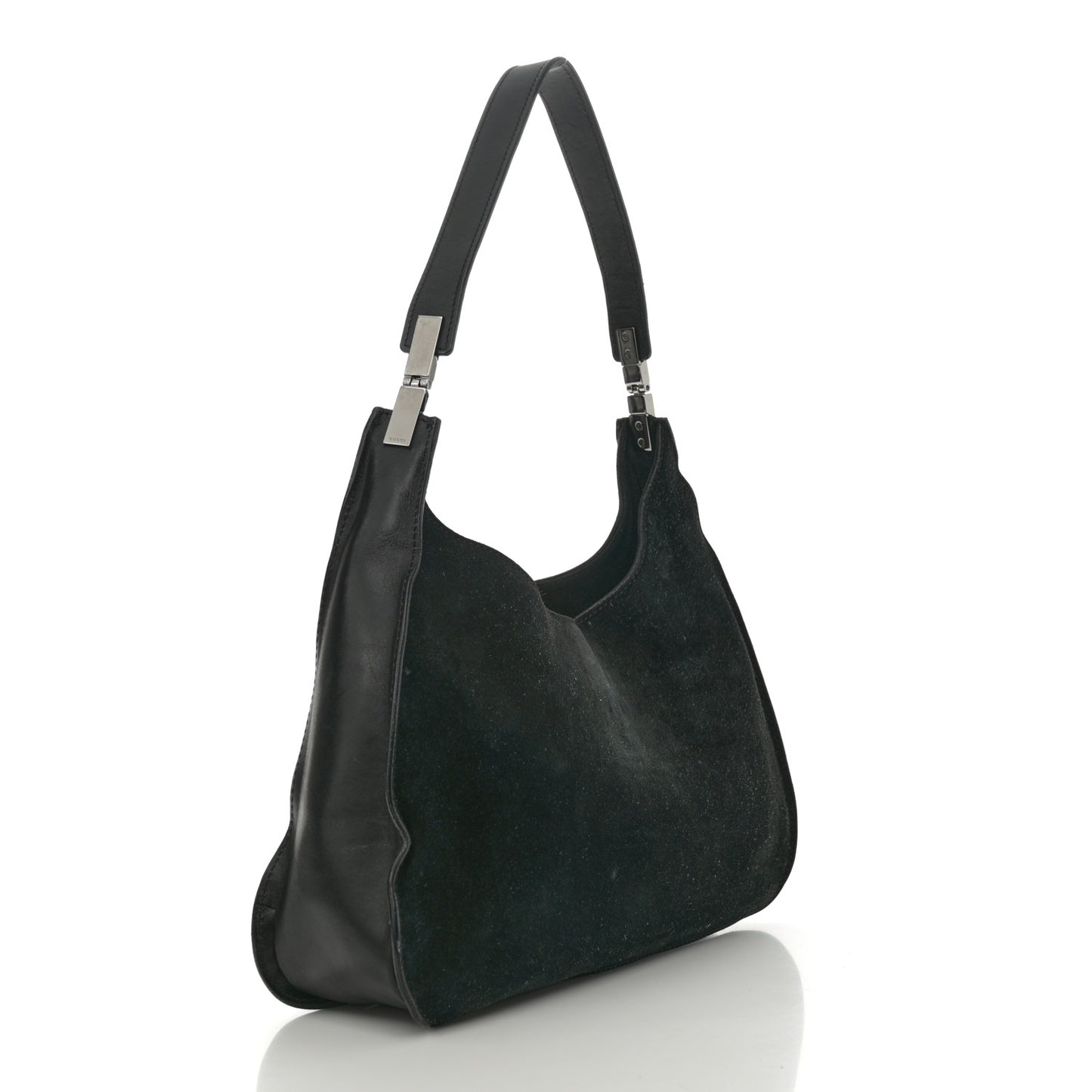 Suede Logo Hobo Bag Black