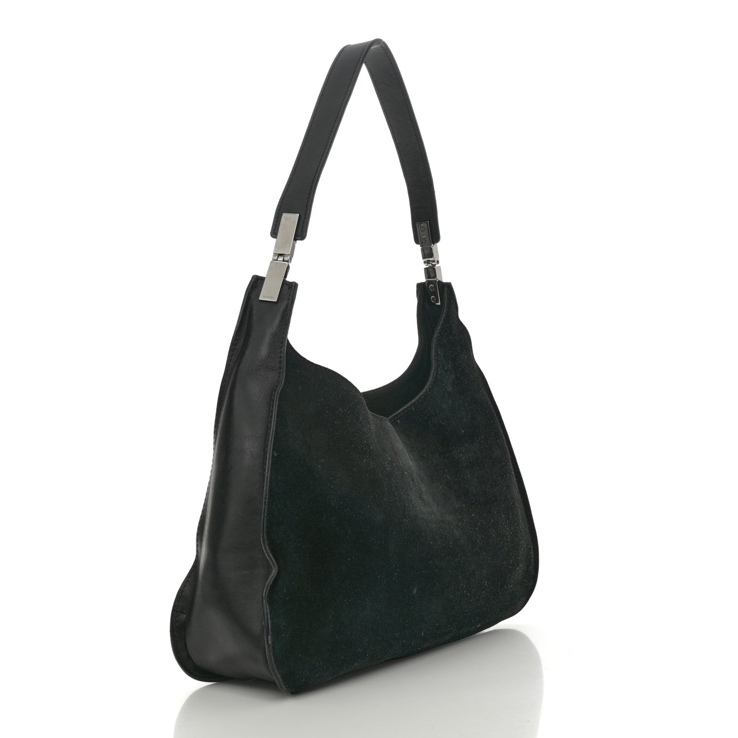Gucci Suede Logo Hobo Bag Black 3 of 16