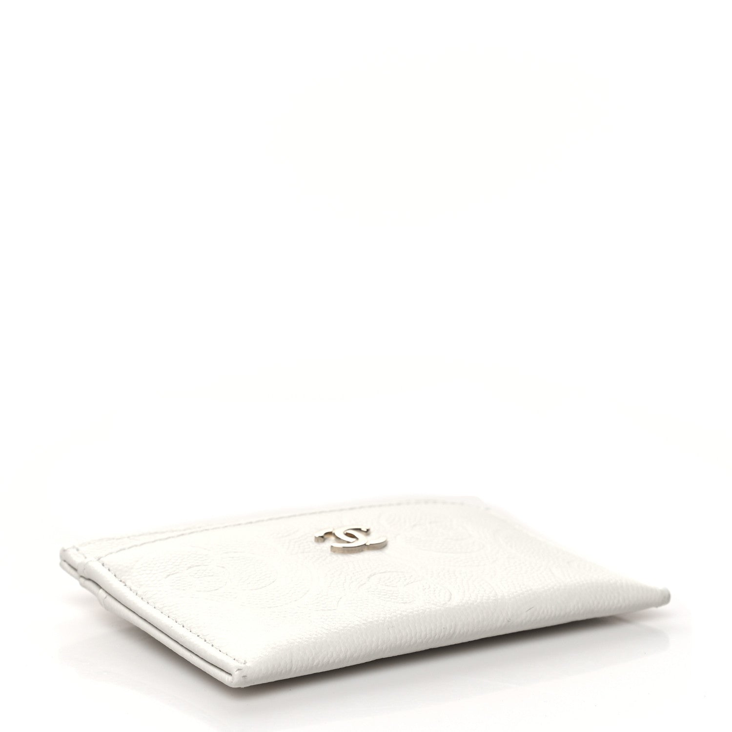 Chanel Caviar Camellia Embossed Card Holder White 4 of 10