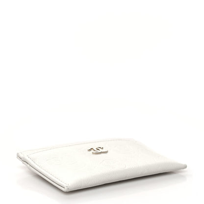 Chanel Caviar Camellia Embossed Card Holder White 4 of 10