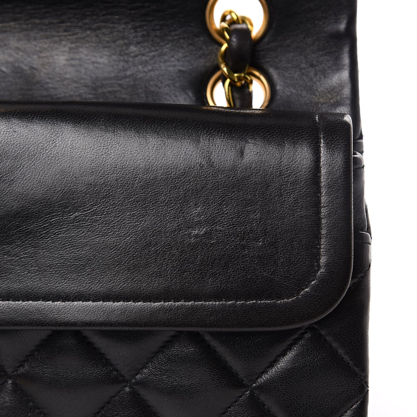 Lambskin Quilted Small Double Flap Black