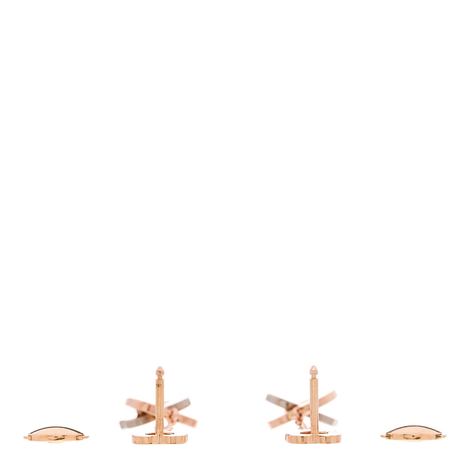 Cartier 18K Pink White Gold Double Heart Drop Earrings 3 of 5