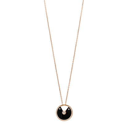 Cartier 18K Pink Gold Diamond Black Onyx MM Amulette de Cartier Pendant Necklace 1 of 4