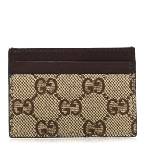 GG Monogram Calfskin Card Holder Beige Ebony Cuir