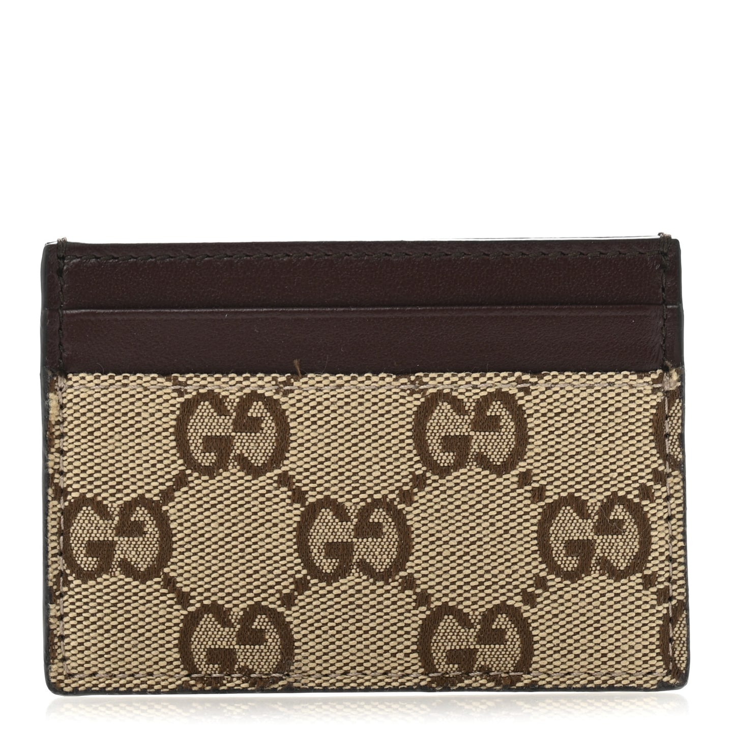 GG Monogram Calfskin Card Holder Beige Ebony Cuir