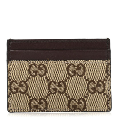 Gucci GG Monogram Calfskin Card Holder Beige Ebony Cuir 1 of 6