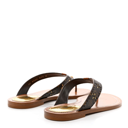 Louis Vuitton Monogram Sunny Flat Thong Sandals 37.5 Brown 4 of 8