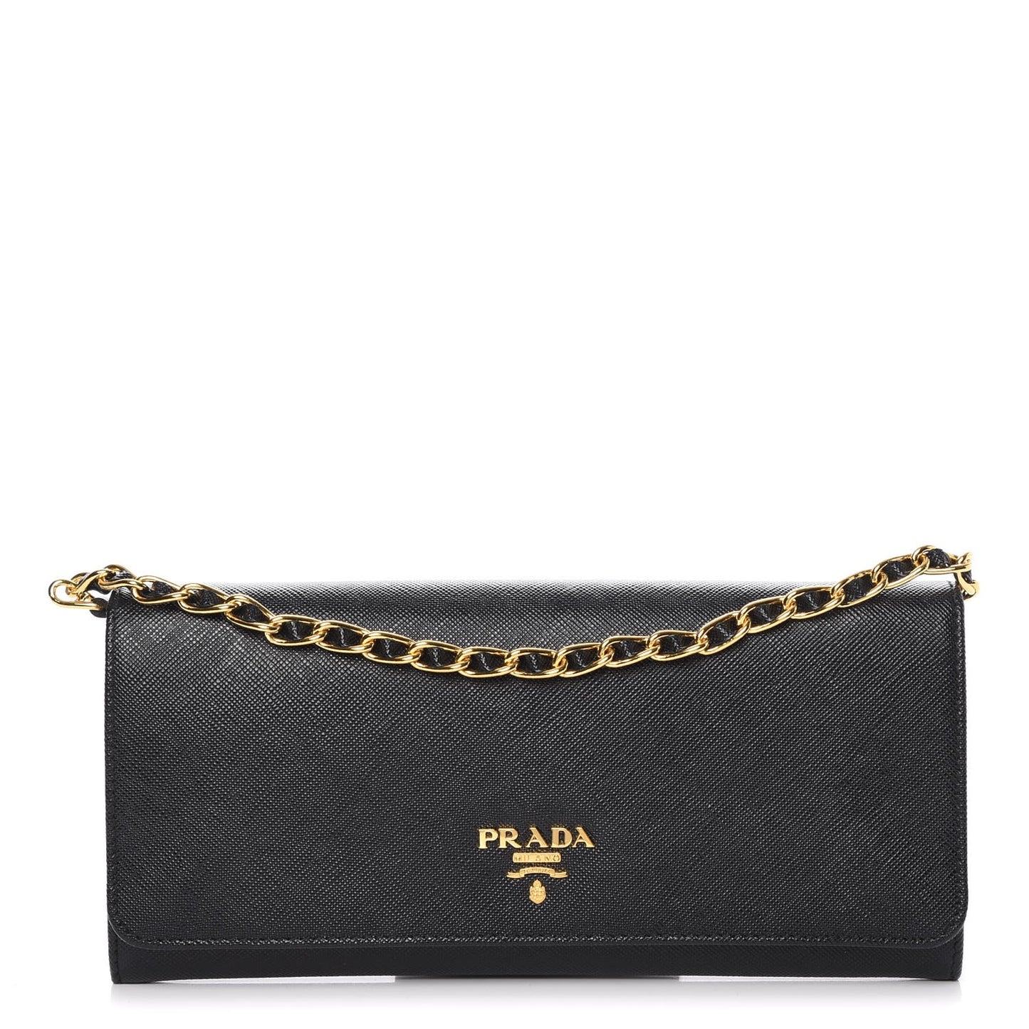 Saffiano Metal Oro Chain Wallet Nero Black