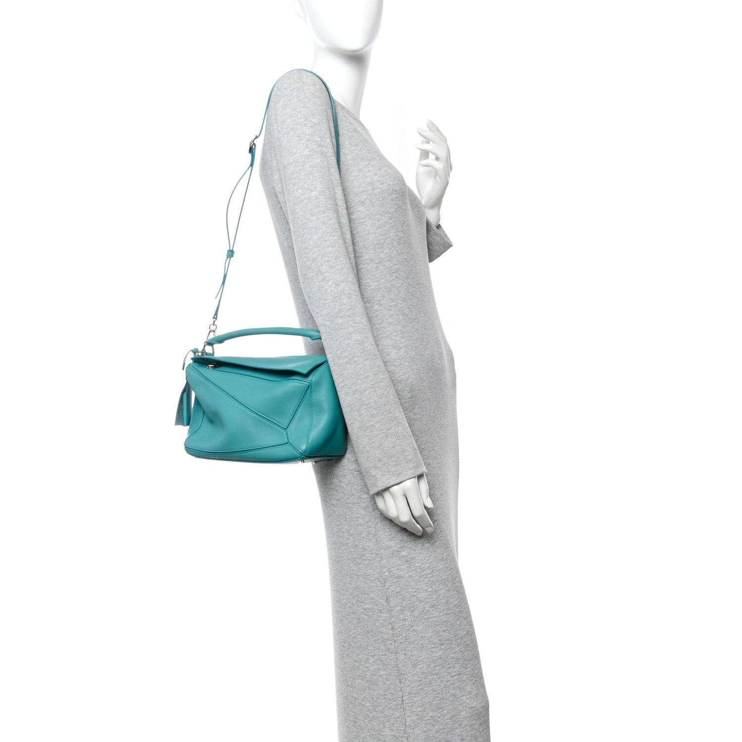Loewe Nappa Lambskin Small Featherlight Puzzle Bag Aquamarine 2 of 10