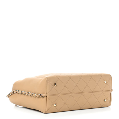 Chanel Bullskin Stitched Medium Shopping Bag Beige 4 of 9