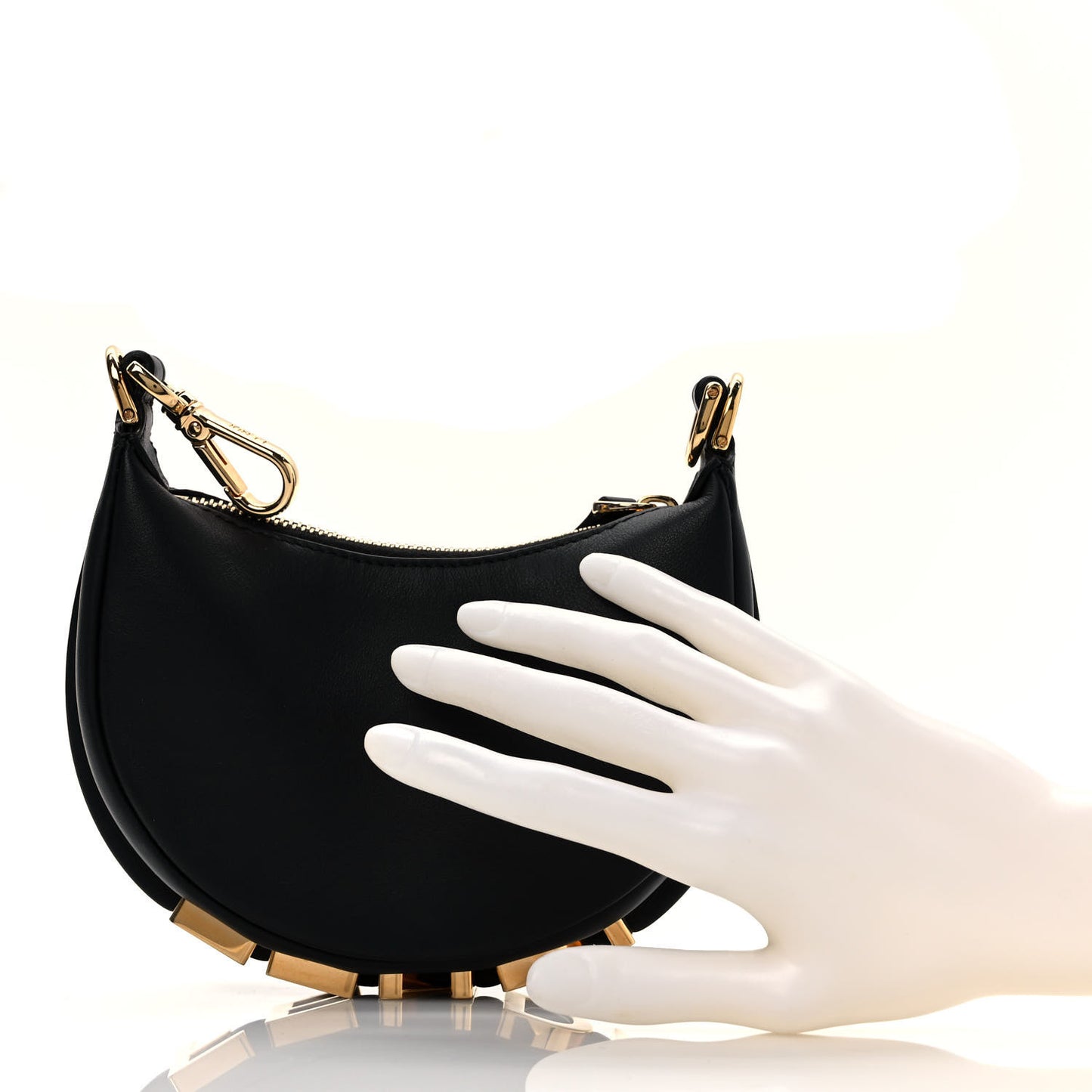 Vitello Grace Matte Nano Fendigraphy Hobo Charm Black